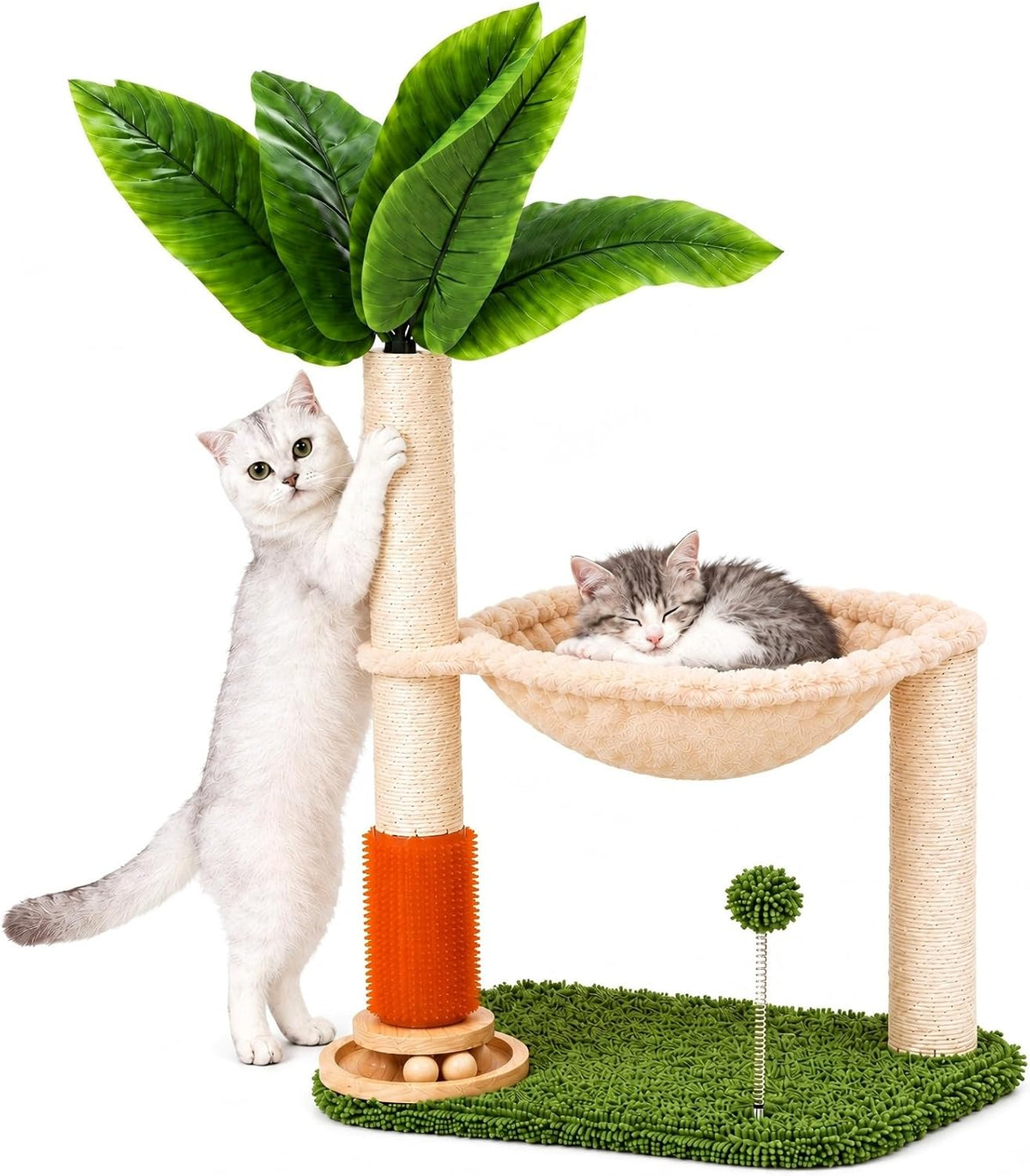 Marchul Sisal Cat Scratching Post with Hammock for Small Medium Cat, H35.5