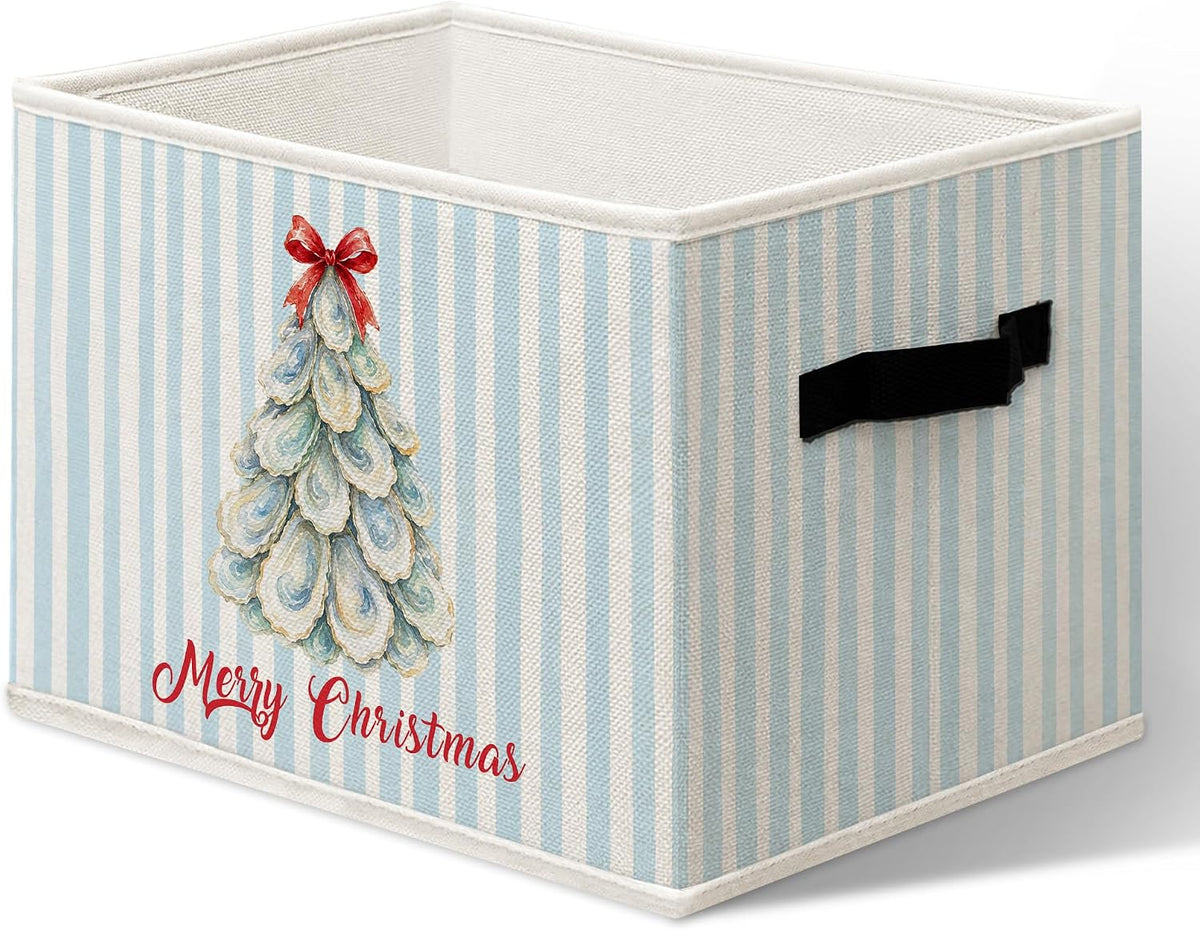 Coastal Oyster Christmas Tree Storage Box Organizer Bins for Home