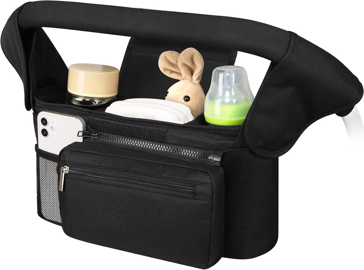 Accmor Universal Stroller Organizer with Insulated Cup Holder, Detachable Phone Bag Shoulder Strap, Stroller Caddy Bag for Uppababy, Baby Jogger, Graco, Umbrella & Most Strollers