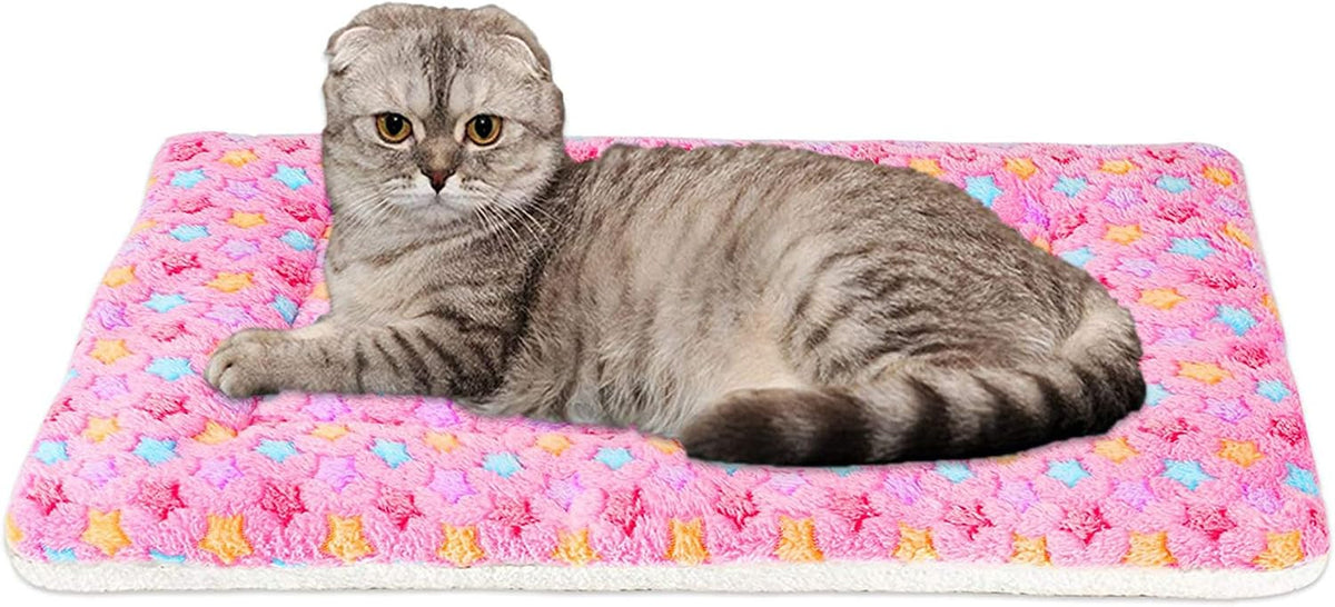 FJWYSANGU Pet Blanket Premium Fluffy Flannel Cushion Soft and Warm Mat for Dogs Cats(Star/Pink,Small)