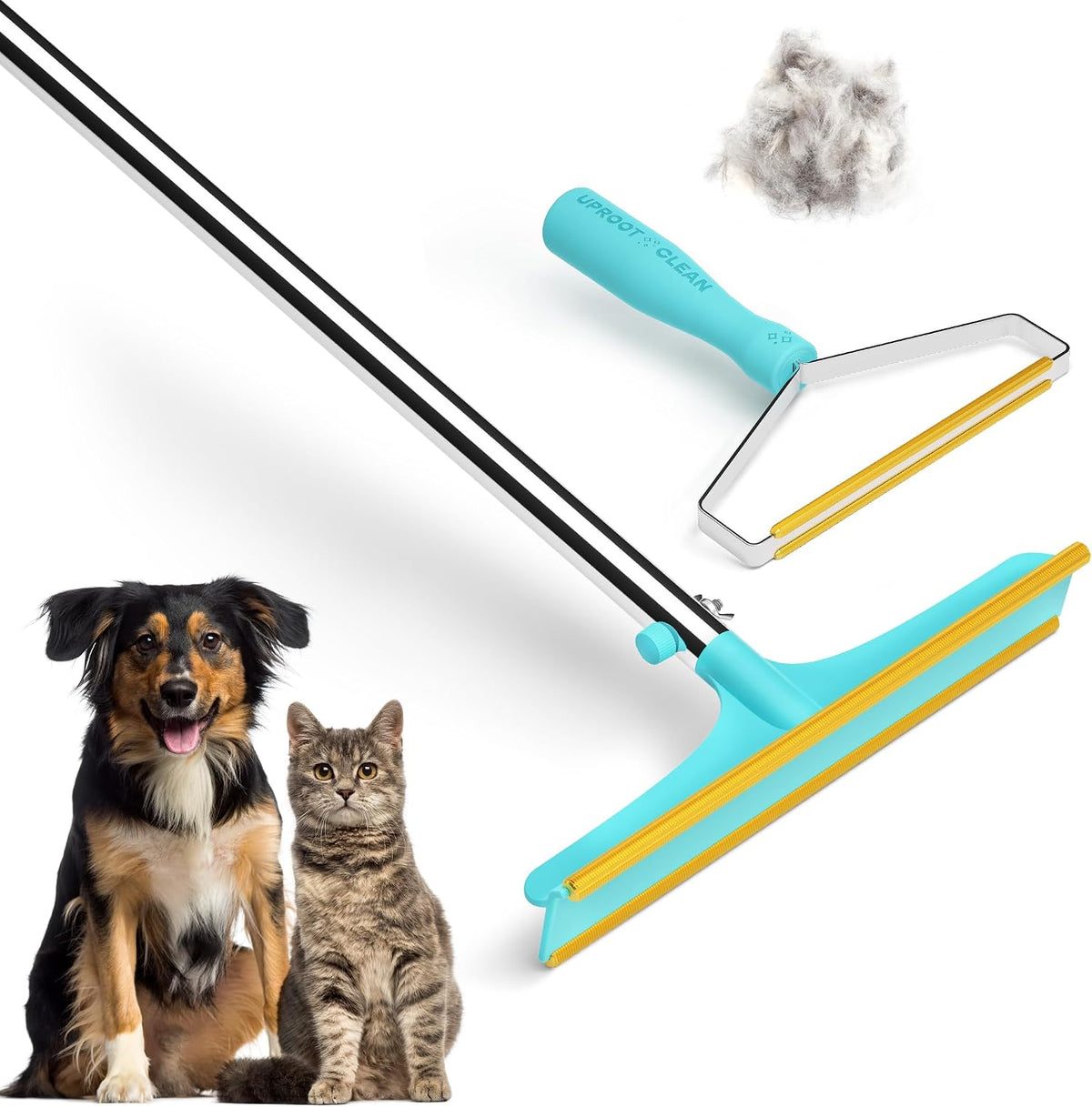 Uproot Clean Pro Bundle: Pet Hair Removal Tool & Carpet Rake W/T 60" Handle