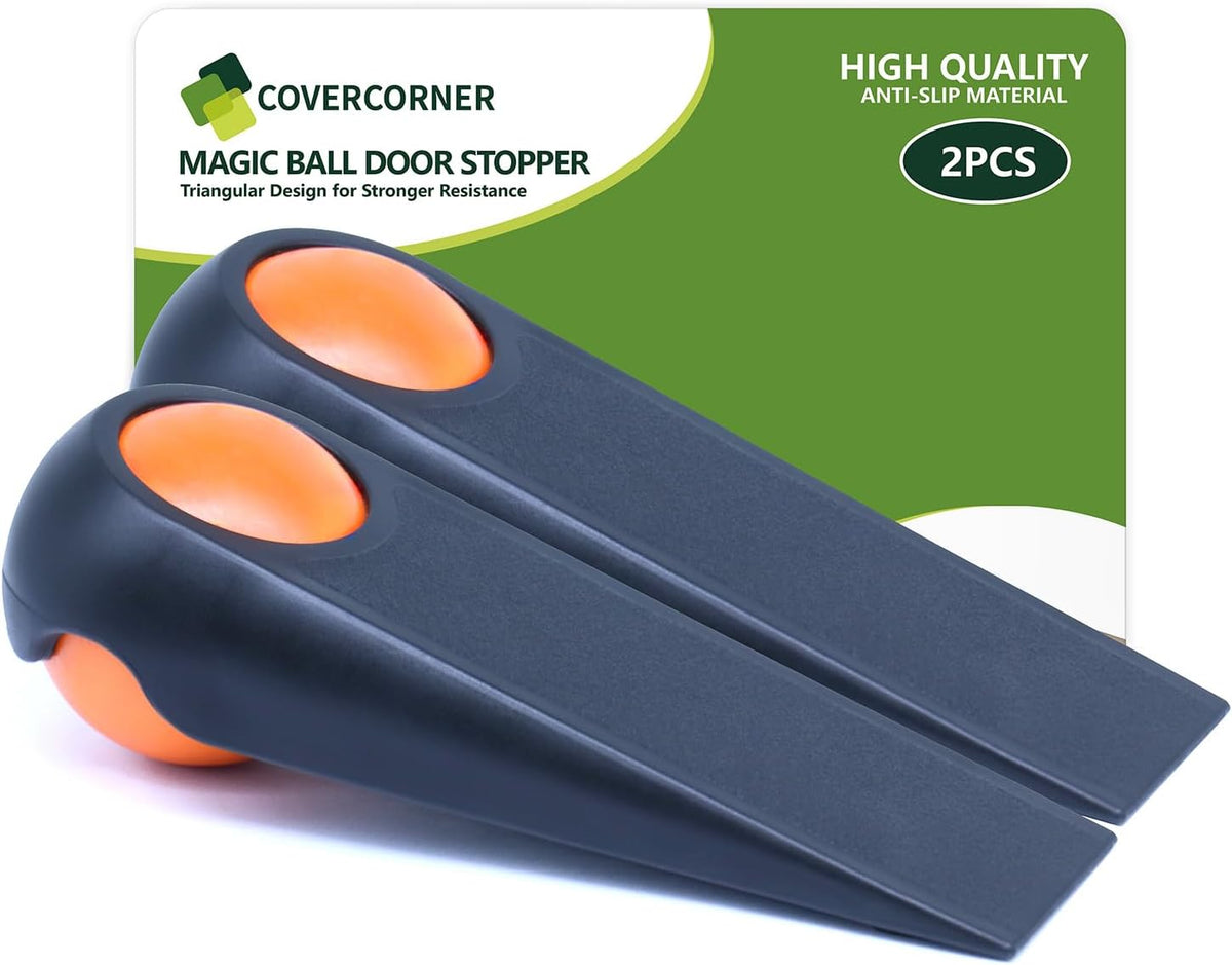 Door Stoppers for Bottom of Door, 2 Pack 5", Black and Orange