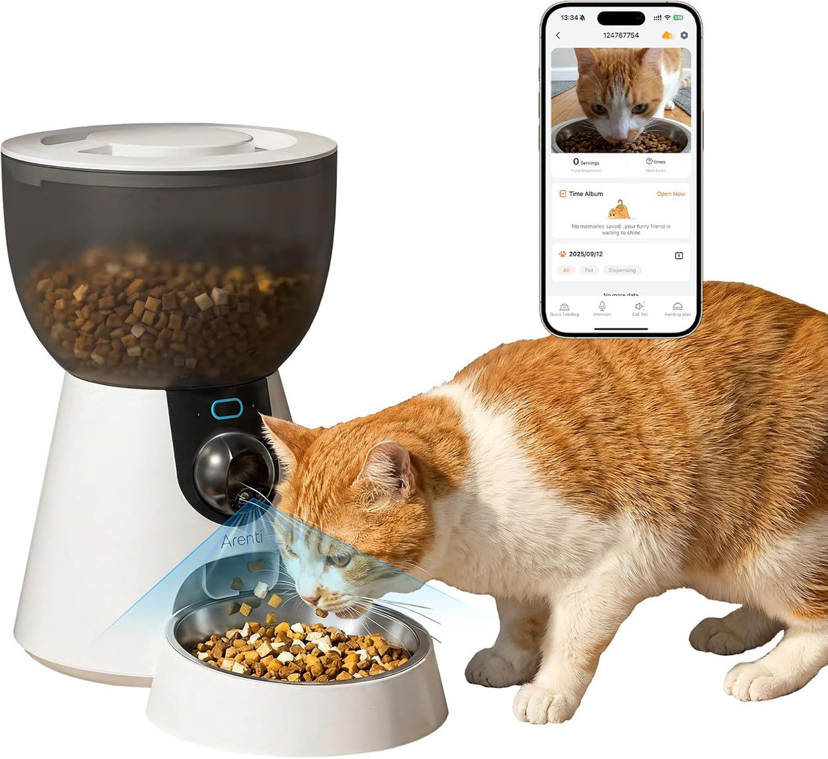 ARENTI 4L/17 Cups Automatic Wifi Cat Feeder with 2K HD Camera &App Control