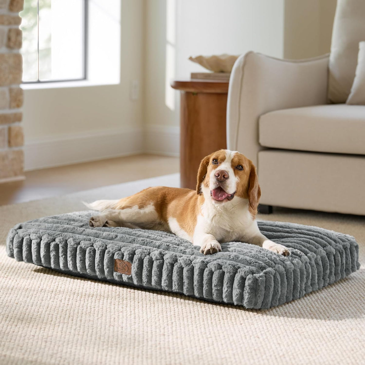Bedsure Comfyfleece® Washable Dog Crate Pad,Soft Fluffy Medium Pet Mat,30"