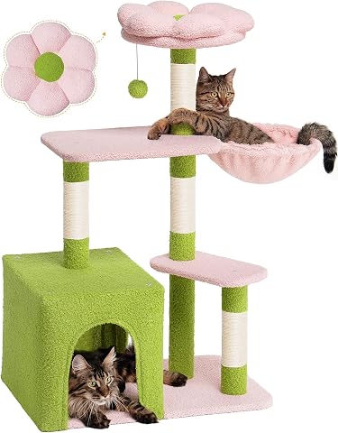 Aechonow Flower Cat Tree for Indoor Cats,41.2" Cute Cat Tree for Adult Cats