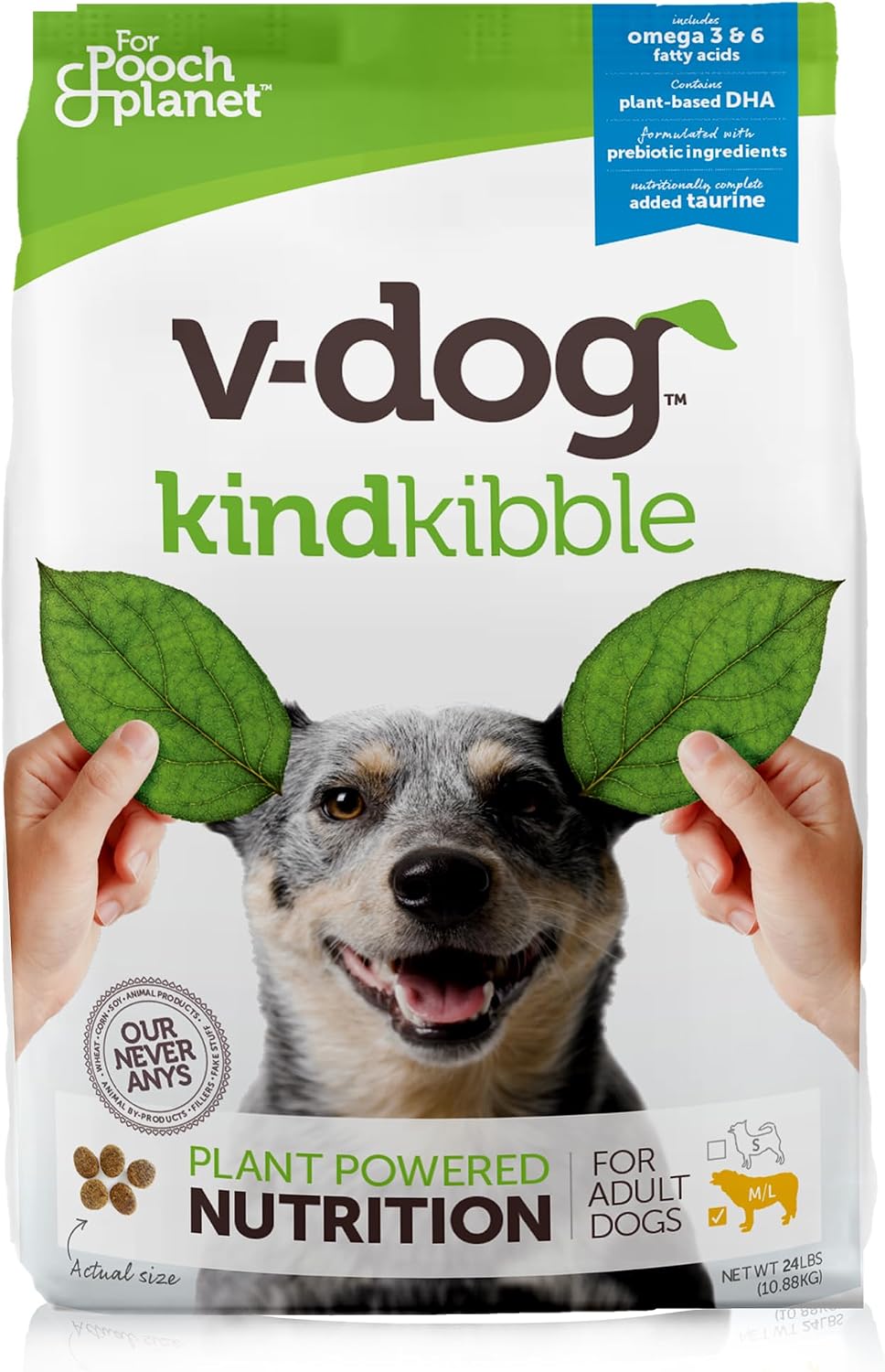 V-Dog Vegan Mini Kibble Dry Dog Food (4.5 LB) Small Breed Dogs | Plant-Based Protein with Added Taurine for Sensitive Stomach and Skin | All Natural Made in US