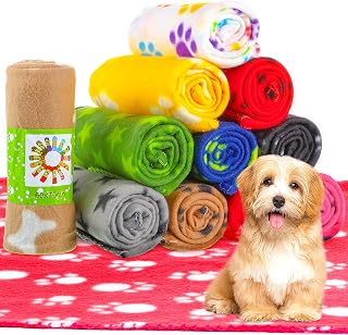 Tatuo 12 Pcs Fleece Pet Blankets for Dog Cat, 24 X 28 Inches