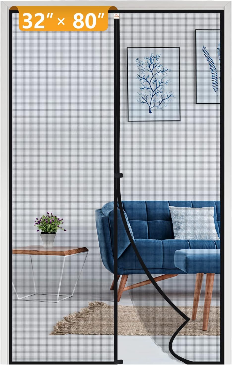 Yotache Magnetic Screen Door Fits 32"X80" Doors, Black