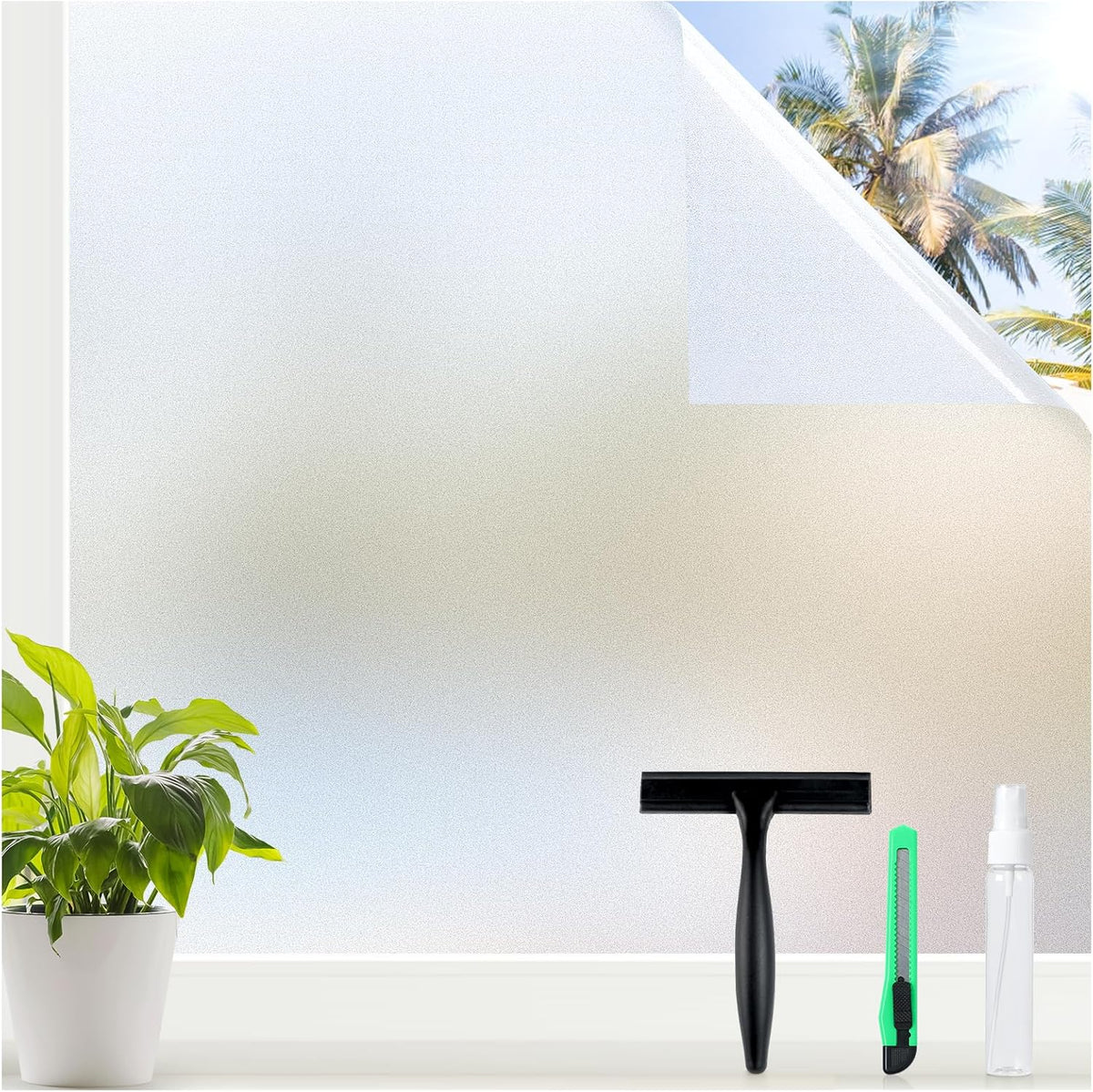 Rabbitgoo Window Privacy Film with Tools, Pure, 17.5" X 78.7"