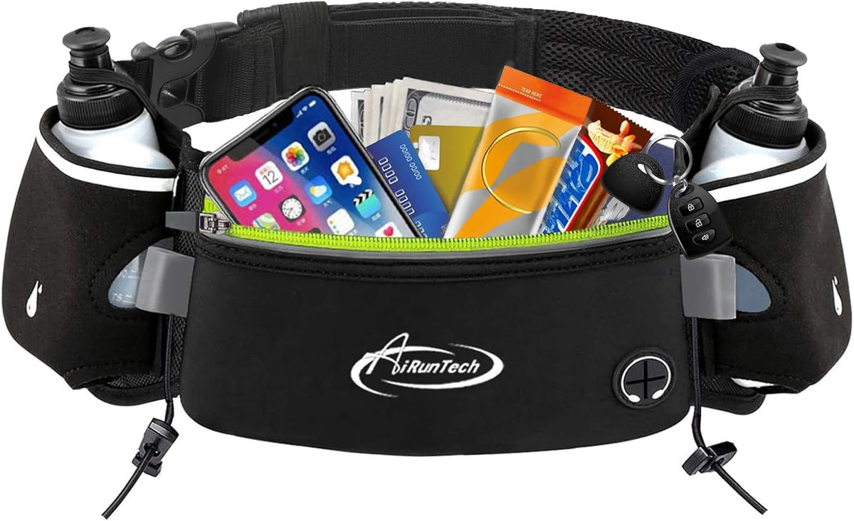 Airuntech Running Hydration Belt with Water Bottle Holder,Hiking Fanny Pack for Phone and Wallet,Running Bag Runners Essentials Accessories Marathon Triathlon Walking Jogging Gear Gift