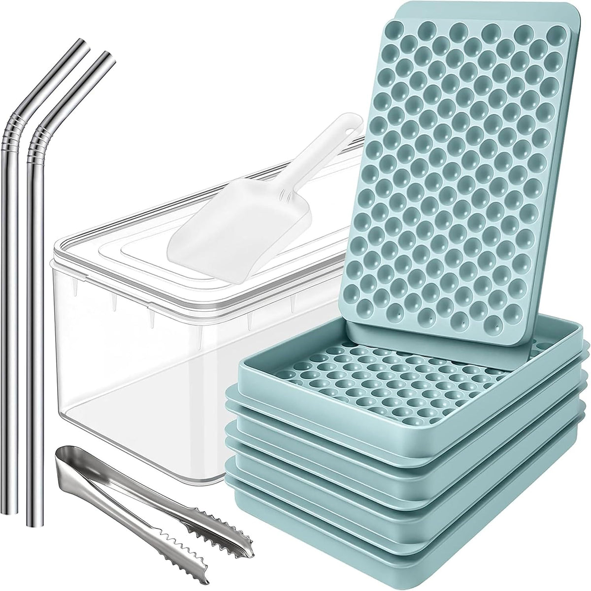 0.55In Pebble Ice Tray - Mini Ice Cube Tray for Freezer with Lid