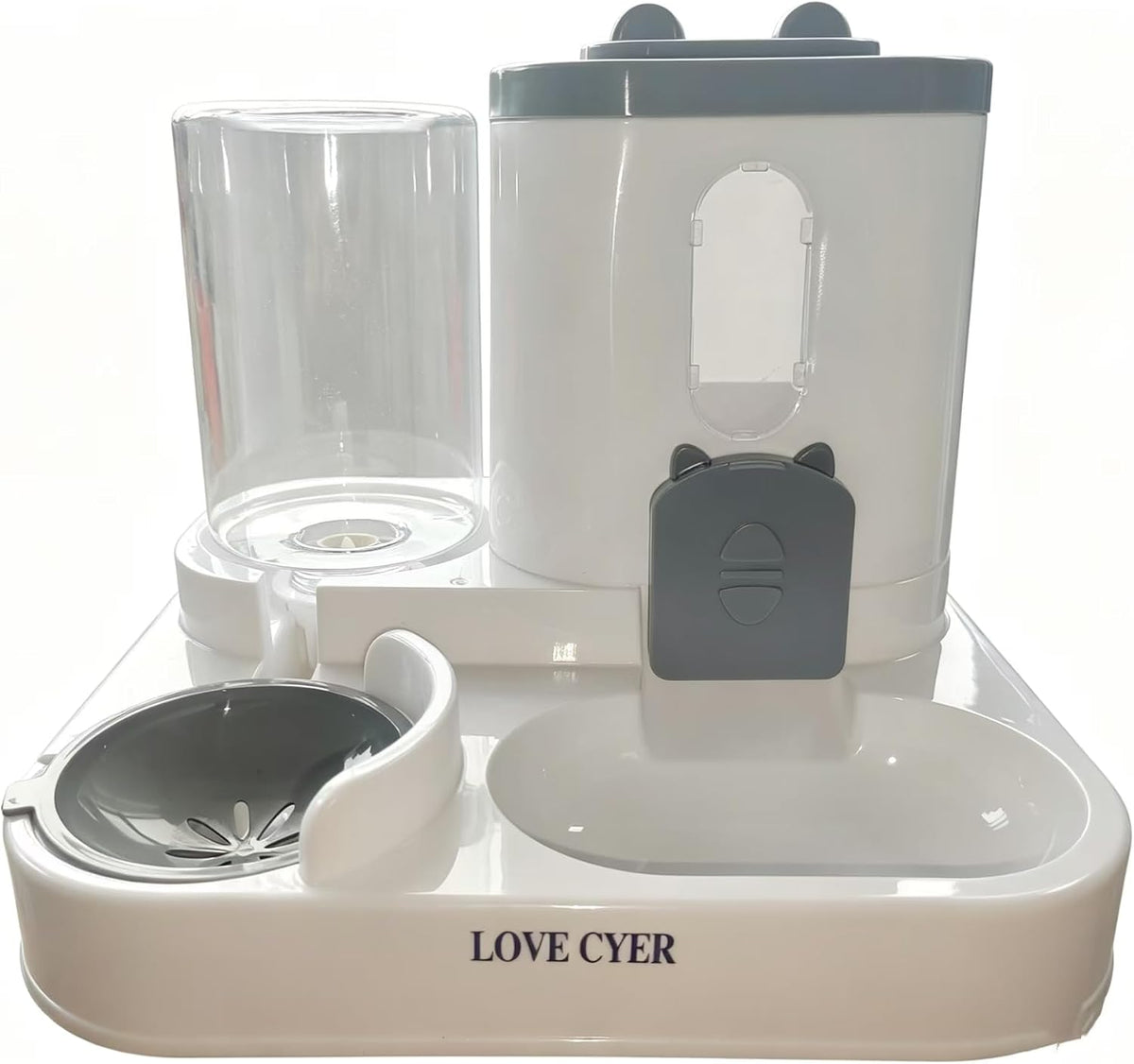 2-In-1 Automatic Pet Feeder, 1600Ml Food Dispenser with 800Ml Water Dispenser for Cats and Dogs, Going Out at Home (Grey)