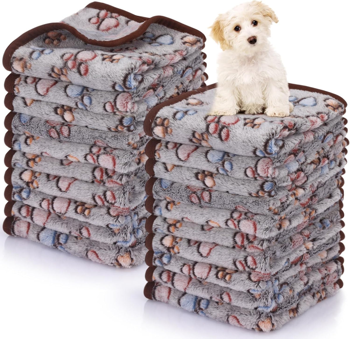Chumia 40 Pcs Dog Blankets, Black, Paw