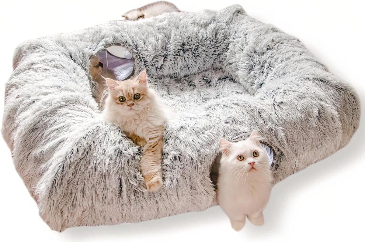 Xxingsheep Extra Large Cat Tunnel Bed Plush Cat Cave for Indoor Cats