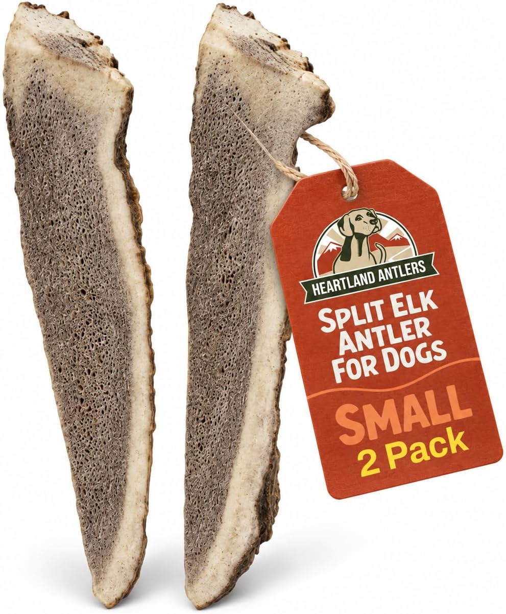Split Elk Antler Dog Chew, Small 4 In, 5-25 Lb Dogs, 2 Pack