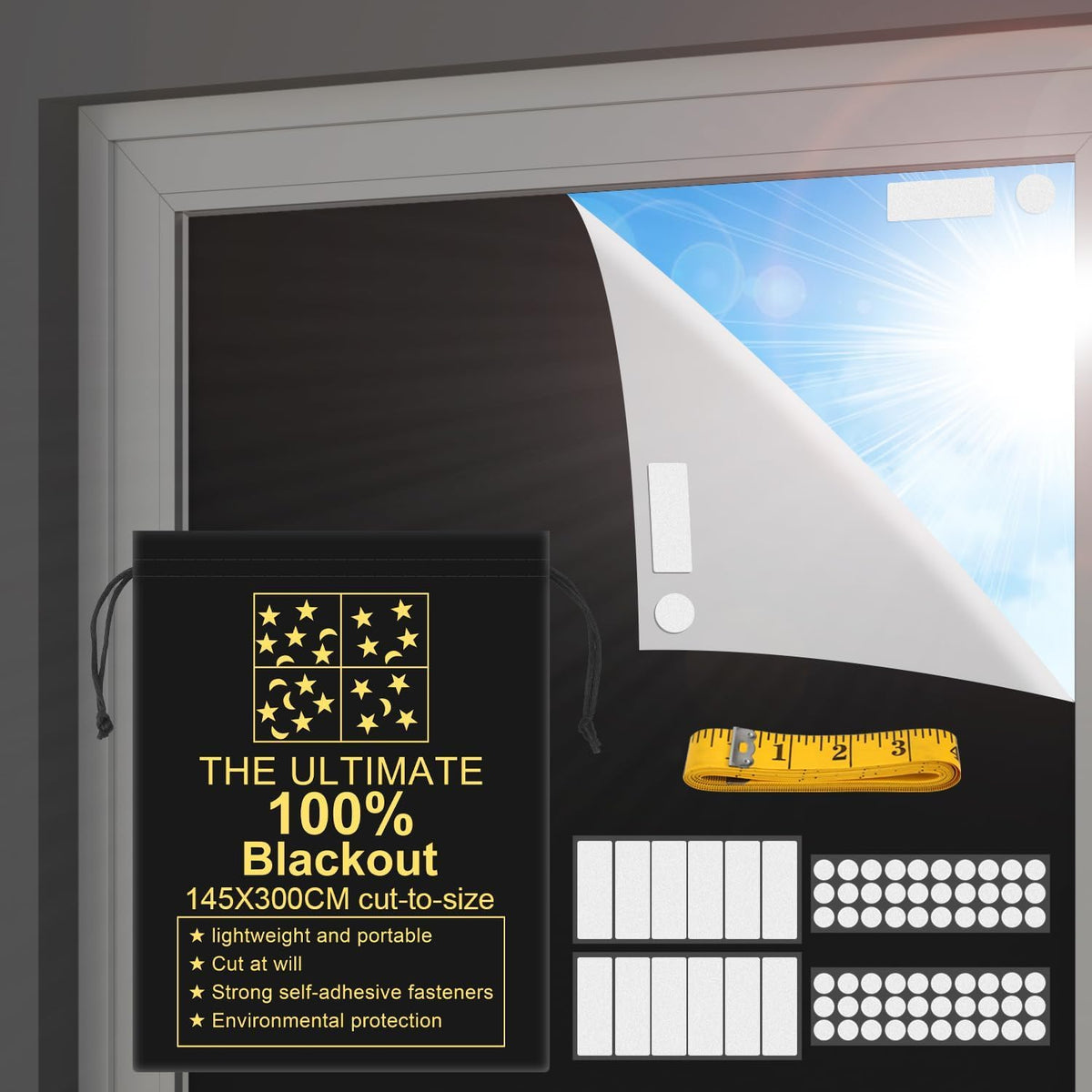 Blackout Curtains 100% Blackout Blinds Window Cover Portable Shades 118X57”