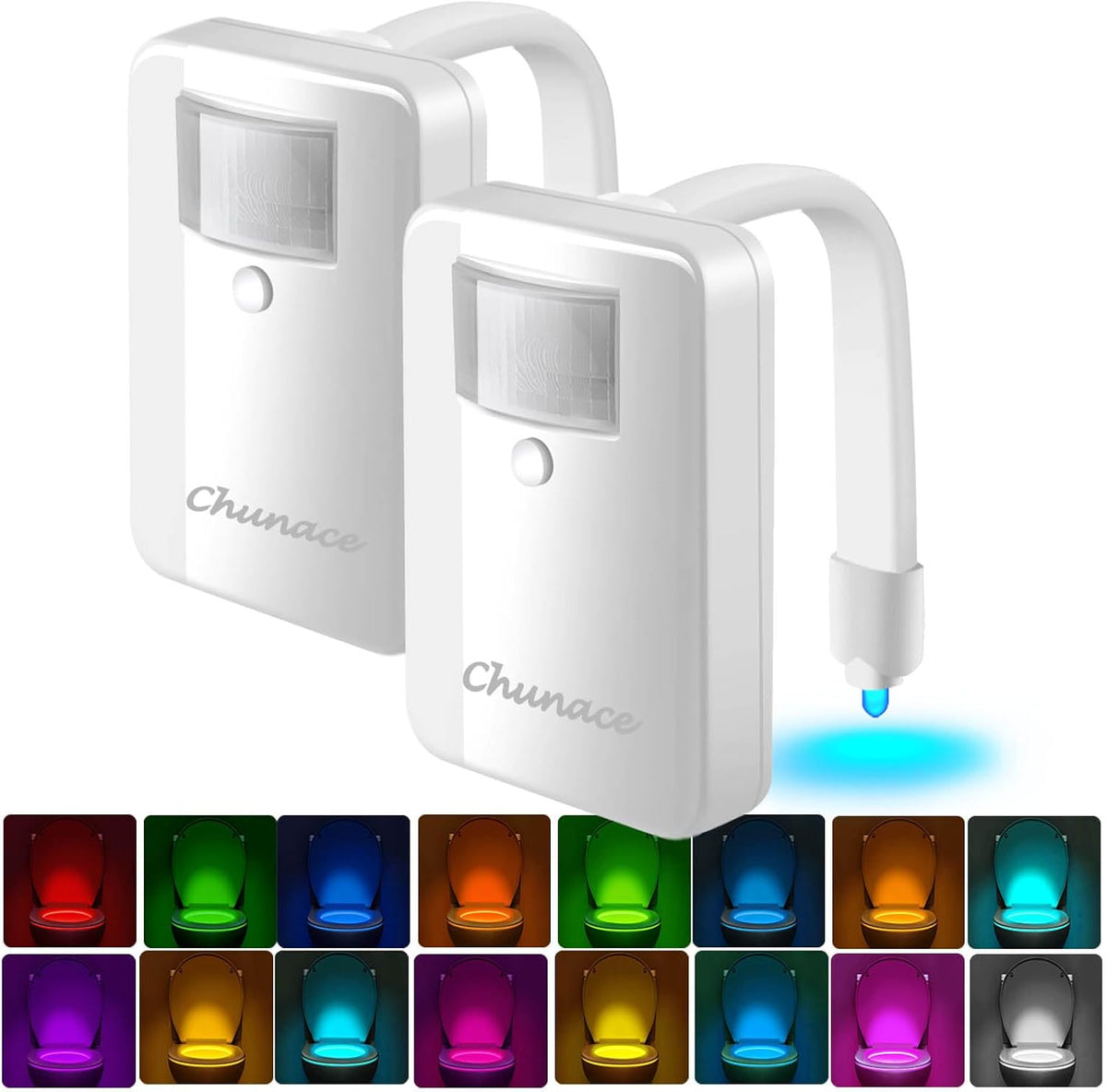 Chunace Toilet Bowl Night Light Motion Sensor 2 Pack, Funny Bathroom Stuff