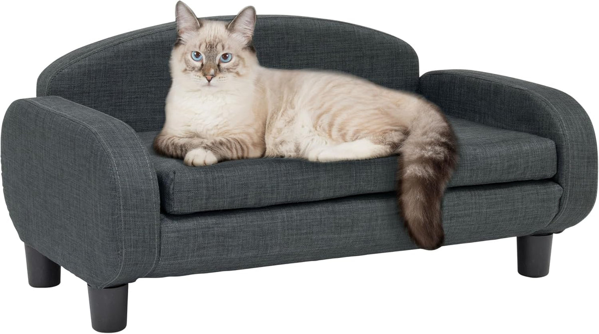 Paws & Purrs Cat Sofa Bed, Pet Couch for Indoor Cats Elevated Cat Beds with Removable Washable Mattress Cover for Kitten, Puppy or Small Animal- 31.5" Wide, Teal