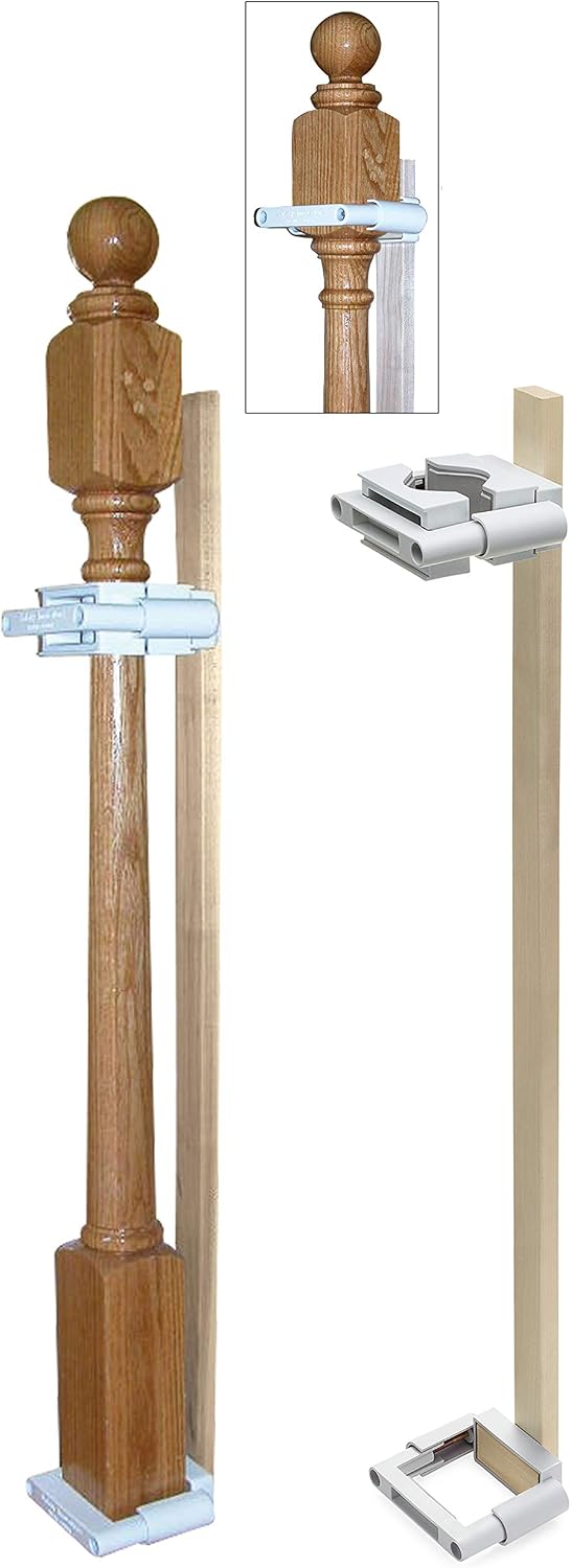 Safety Innovations No Hole Stairway Baby Gate Mounting Kit - Fits Posts from 2 3/4 Inches to 3 1/2 Inches Wide with Square or round Tops - No Adhesives on or Screws in Your Posts, (1-Pack)