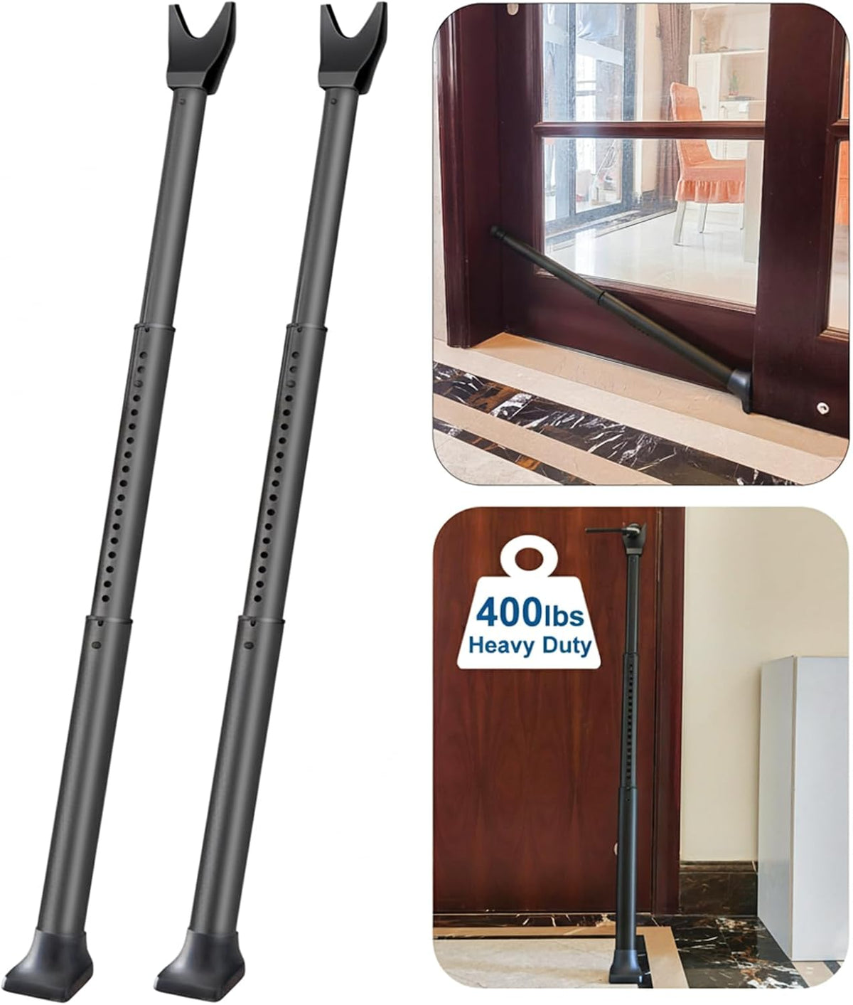 Rerishom 2 Pack Door Security Bar, Heavy Duty Door Stopper Jammer