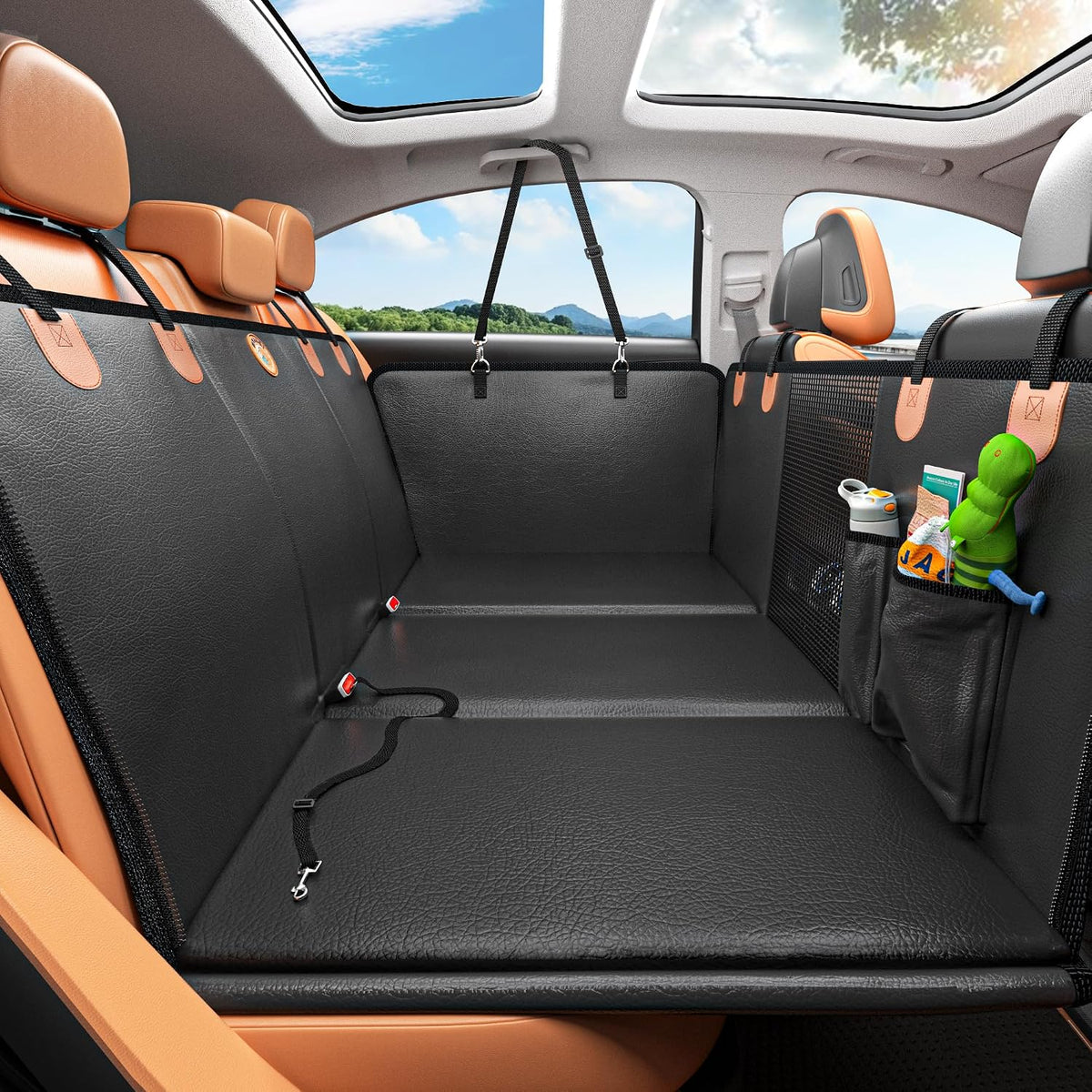 Hard Bottom Dog Car Seat Cover for Back Seat, Back Seat Extender