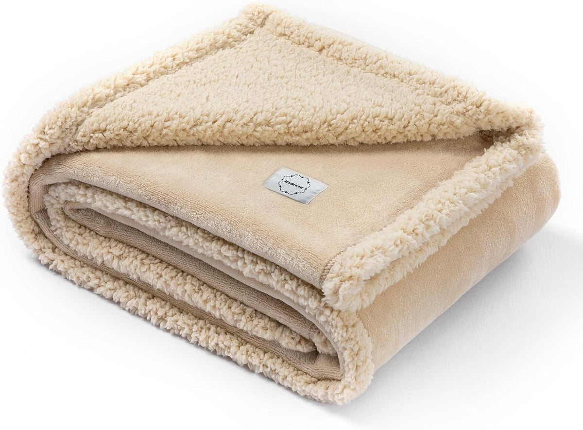 Waterproof Dog Bed Cover 85X57In Pet Blanket for Big Dogs Reversible Pets Couch Blankets for Puppy Fluffy Cream Sherpa Fleece Sofa Leakproof Covers for Cat Warm Washable-Xl