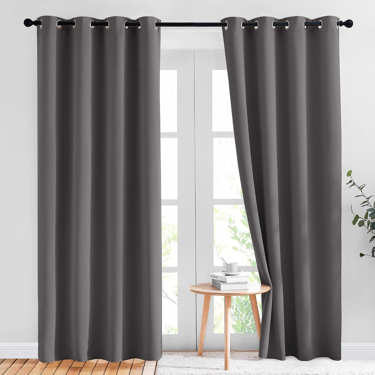 NICETOWN Grey Blackout Curtains for Bedroom 84 Inches Long, 2 Panels, W52