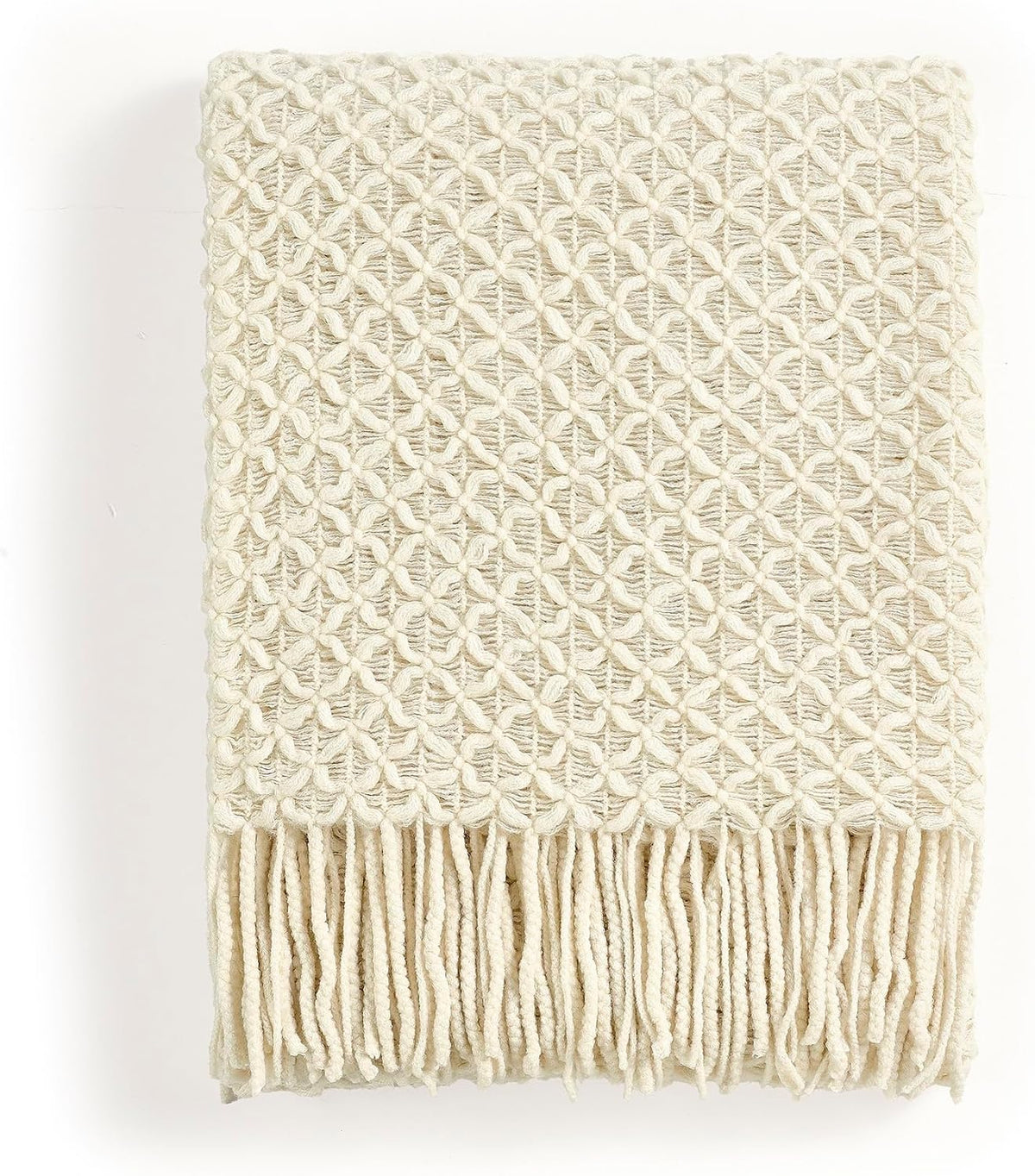 CREVENT Farmhouse Boho Knitted Throw Blanket for Couch Sofa Chair Bed Home Decoration, Soft Warm Cozy Light Weight for Spring Summer Fall (50''X60'' Sage Green)