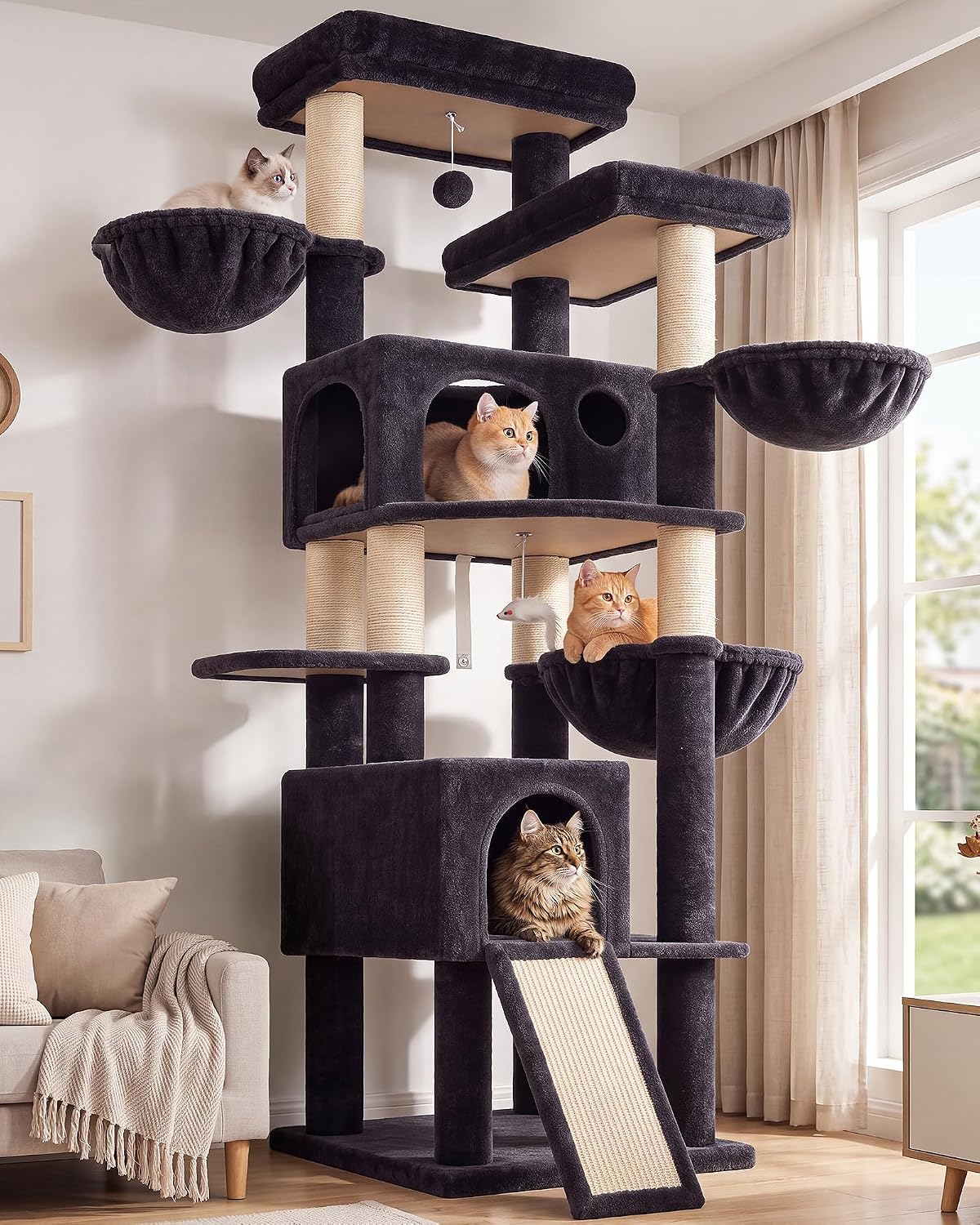 Globlazer 80In Tall Cat Tree for Large Cats, Sturdy Indoor Cat Tower, F80K