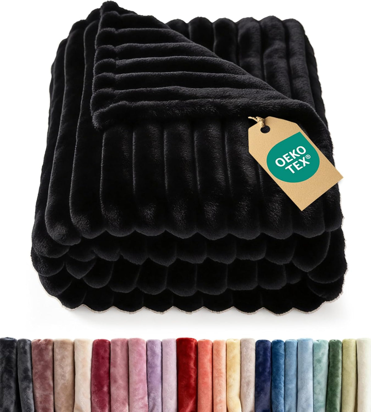 Fleece Blanket Throw Size - College Dorm Room Essentials - 50X60, Black