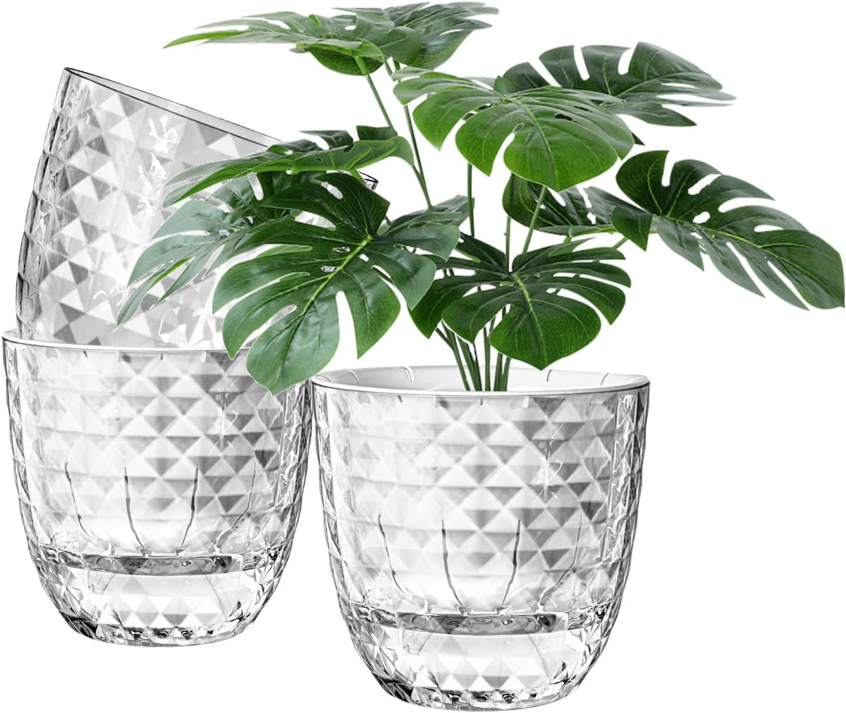 Self Watering Pots for Indoor Plants, Flower Pots, Self Watering Plant Pot-3Pcs 6Inch Clear