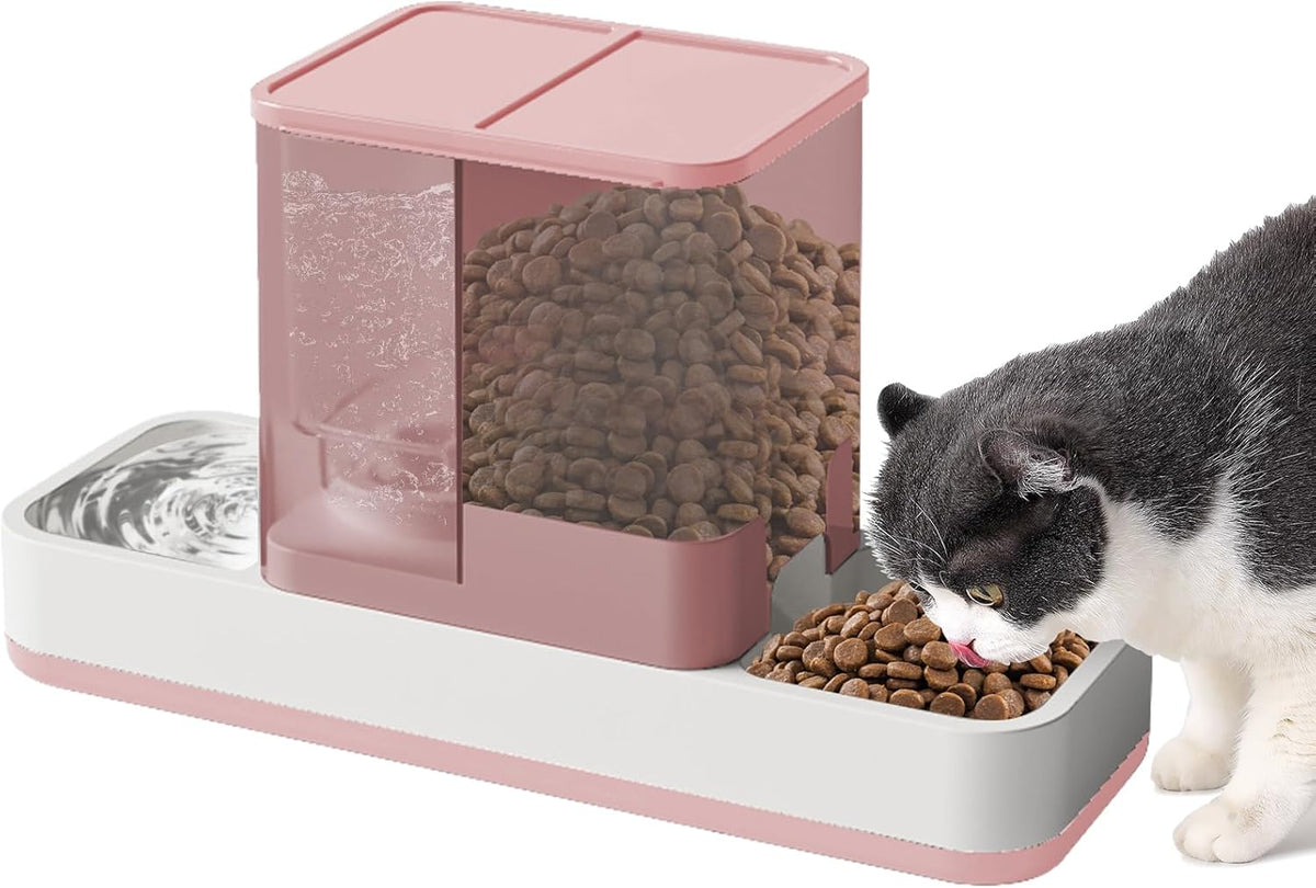 Yummy Sam Automatic Small Pet Feeder and Water Dispenser, Pink