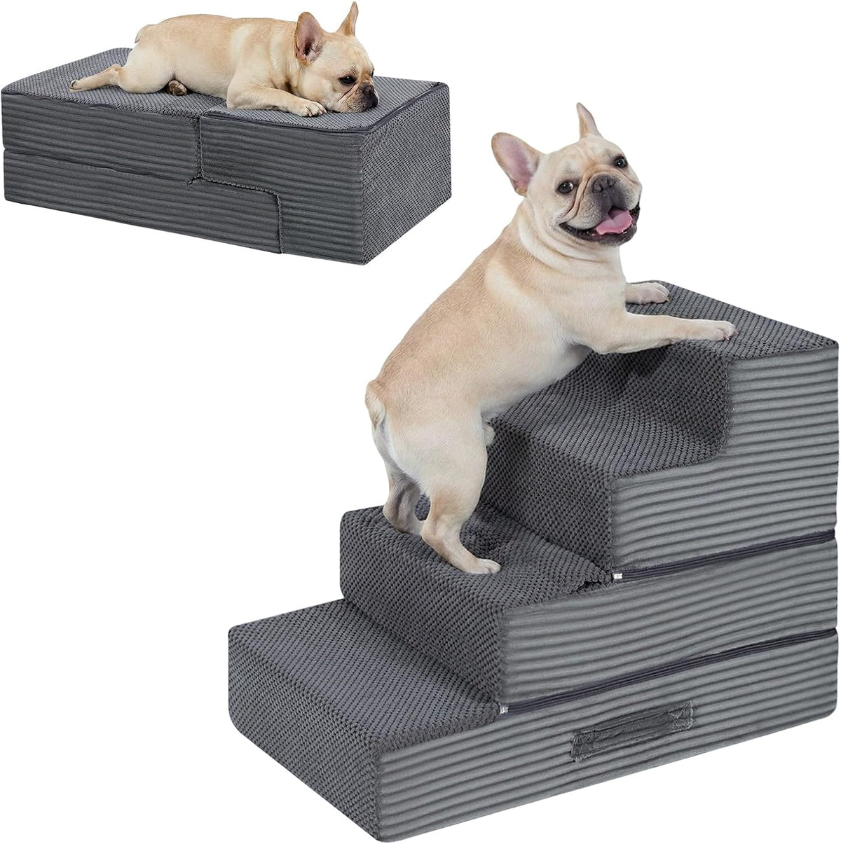 Dog Stairs for Small Dogs, 18" H Foldable Dog Steps for High Bed