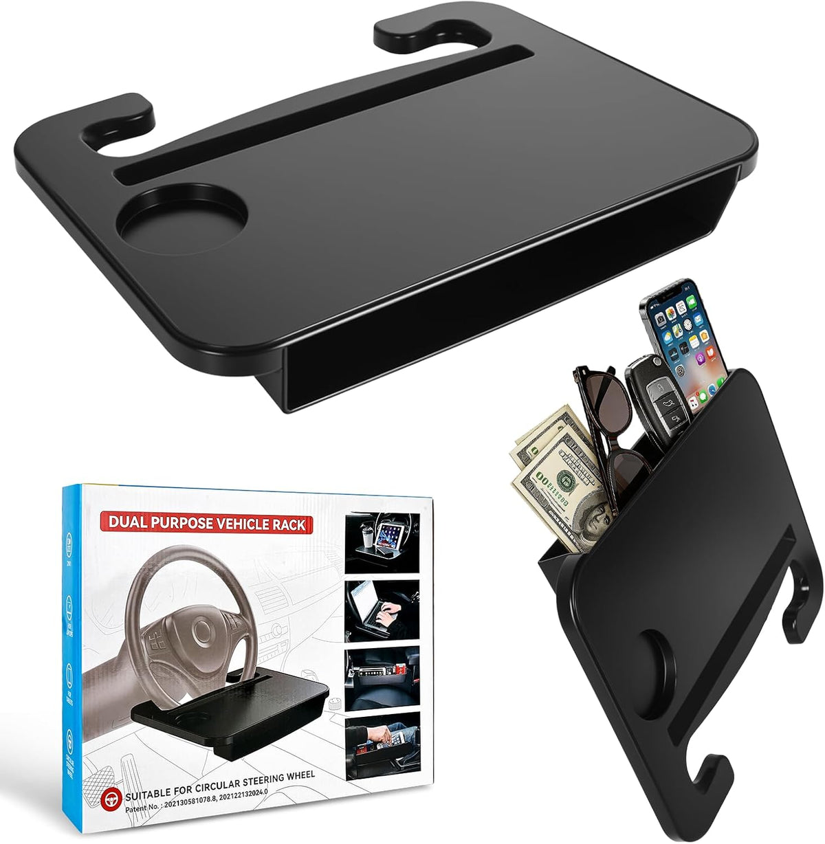 2-In-1 Steering Wheel Tray & Seat Gap Organizer