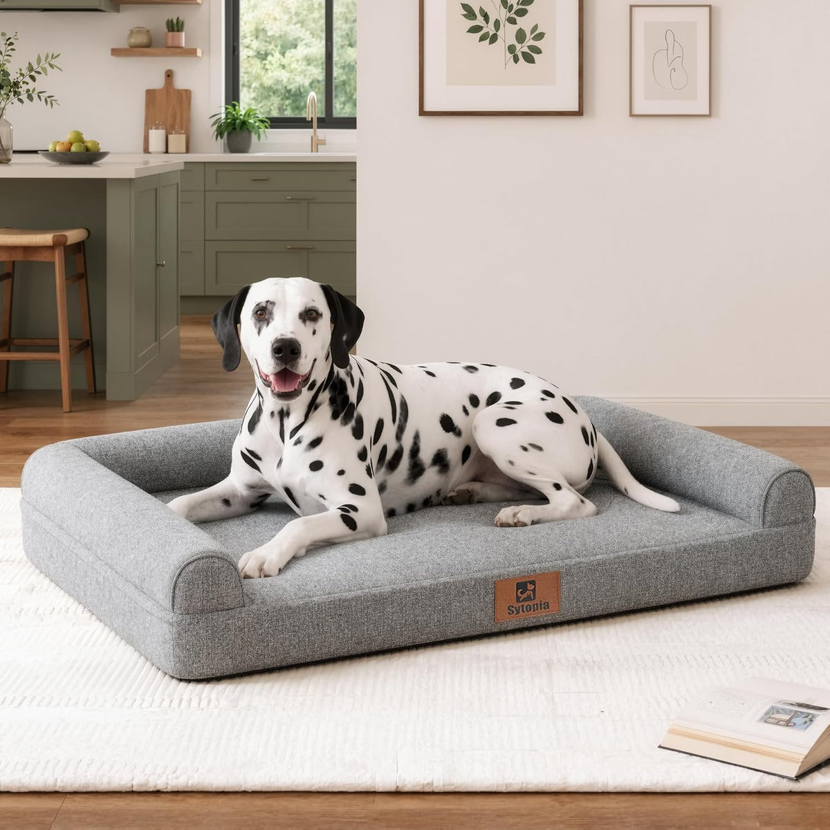 Sytopia 42 Inch Indestructible Dog Beds for Large Dogs, Big Chew Proof Orthopedic Egg Crate Foam Pet Bed with Washable Removable Cover and Anti-Slip Bottom, Grey