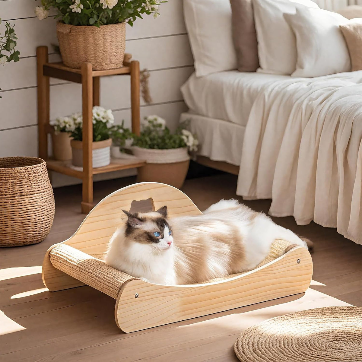 23" Large Sisal Cat Scratcher Lounge Bed for Indoor Cats