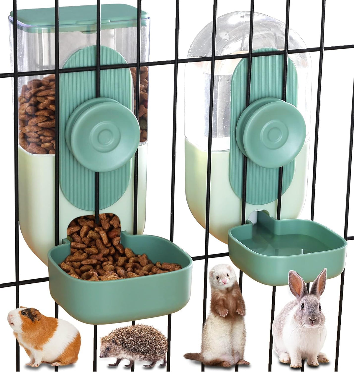 Kenond 35Oz Rabbit Food Bowl,Bunny Water Dispenser,Feeders Waterer for Cage