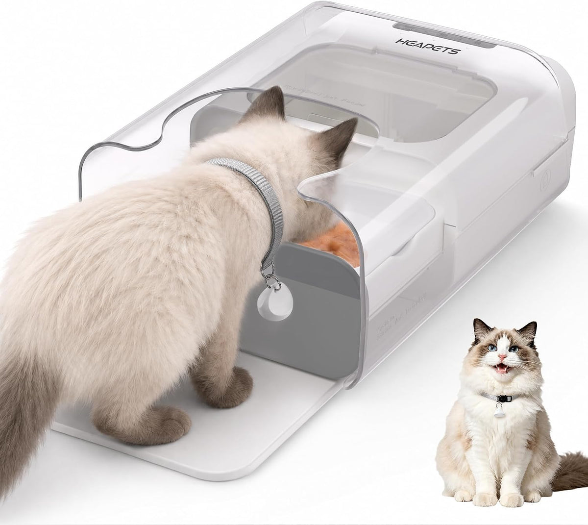 HEAPETS Automatic Cat Feeder with RFID Collar Sensor for Multi-Pet Households, Anti-Stealing Food Dispenser with Sealed Lid for Wet Dry Food & Prescription Diet for Cats and Small Dogs, Black