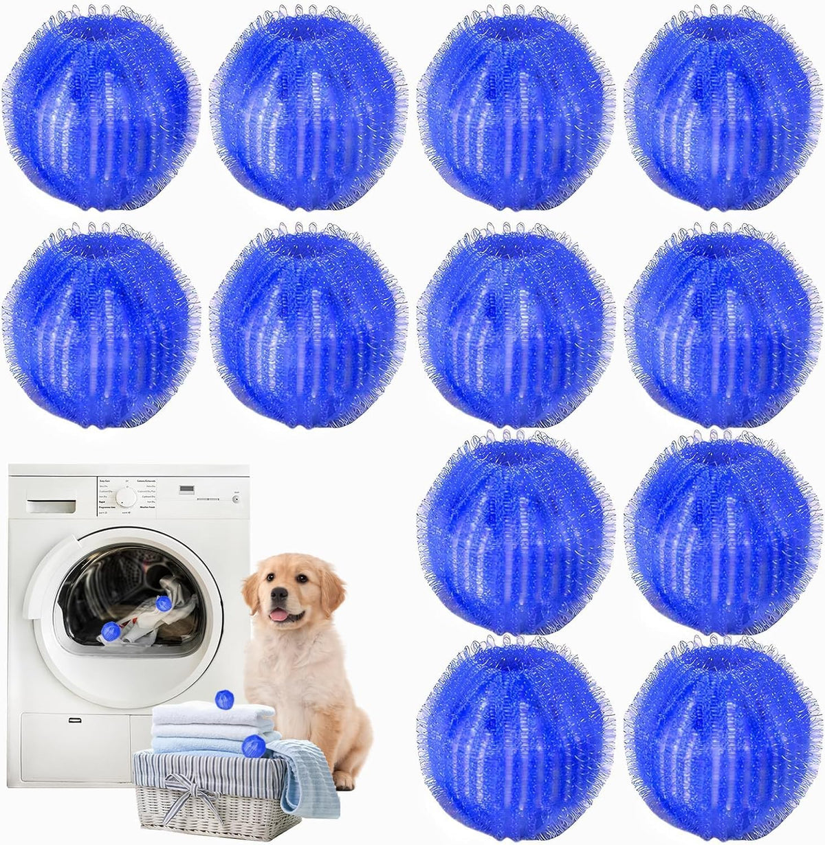 Pet Hair Remover for Laundry, Reusable Dog & Cat Hair Remover Tool, Effectively Removes Pet Hair, Lint and Dander from Bedding and Clothing, Suitable for Washing Machines, Dryers -12PCS