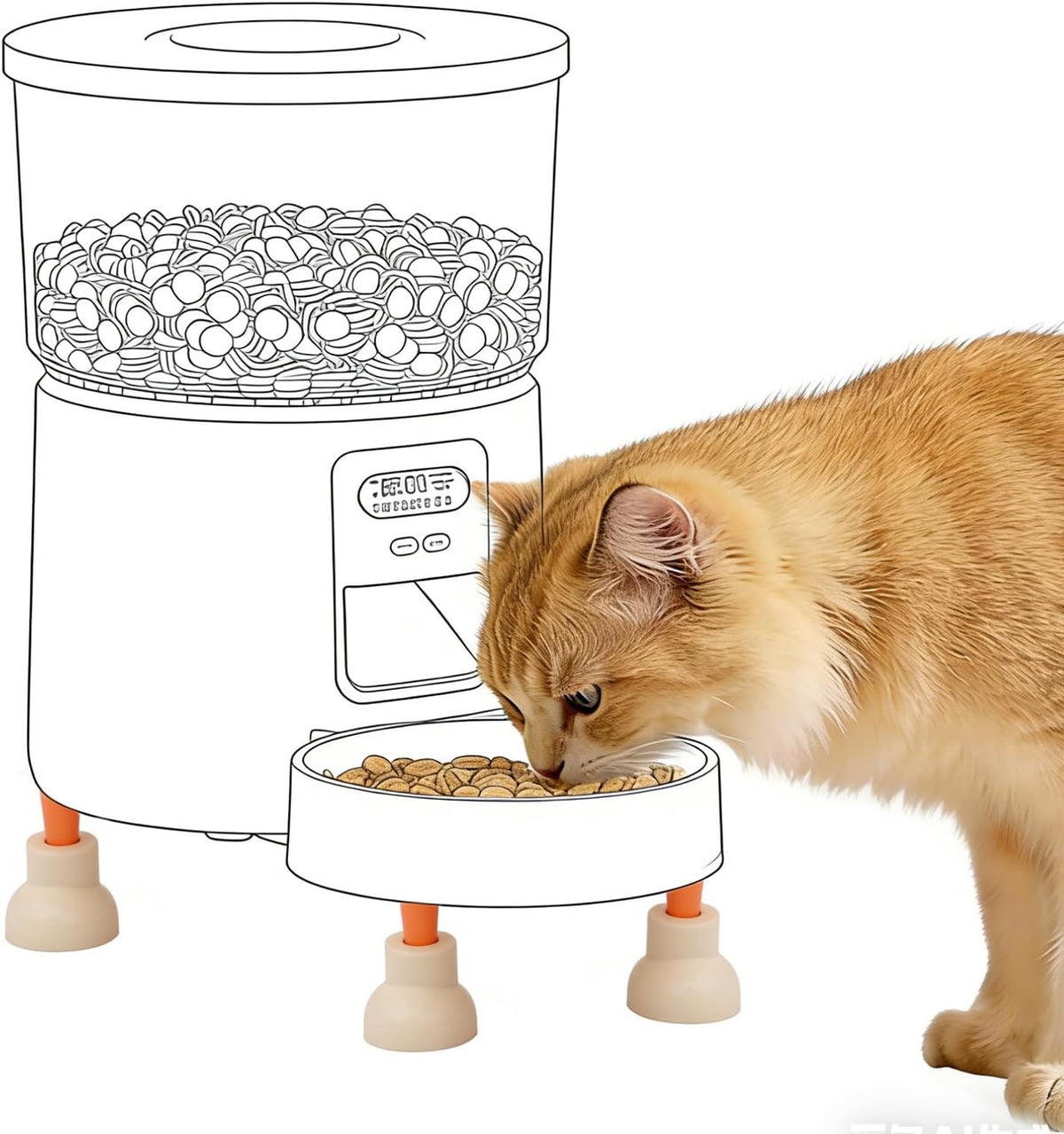 Automatic Cat Feeder Stand, Non-Slip Elevated Holder for Cats/Puppies, 3.4 in Elevated Platform with 4 Adhesive Feet, No-Tool Install, Support for Automatic Cat Feeders & Pet Bowls, Fits Most Feeders