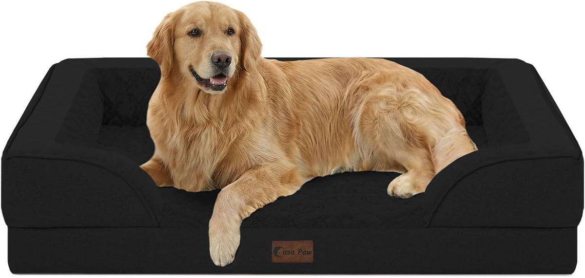 Orthopedic Washable Dog Bed for Extra Large Dogs, 42X30In, Black