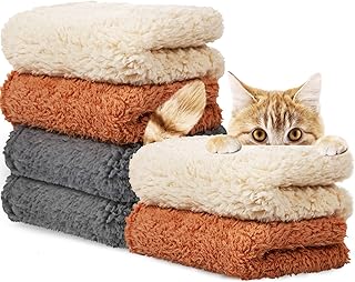 Newwiee 6 Pcs Blankets for Dogs Cats, Soft Warm Fluffy Fleece, 24 X 18 Inch