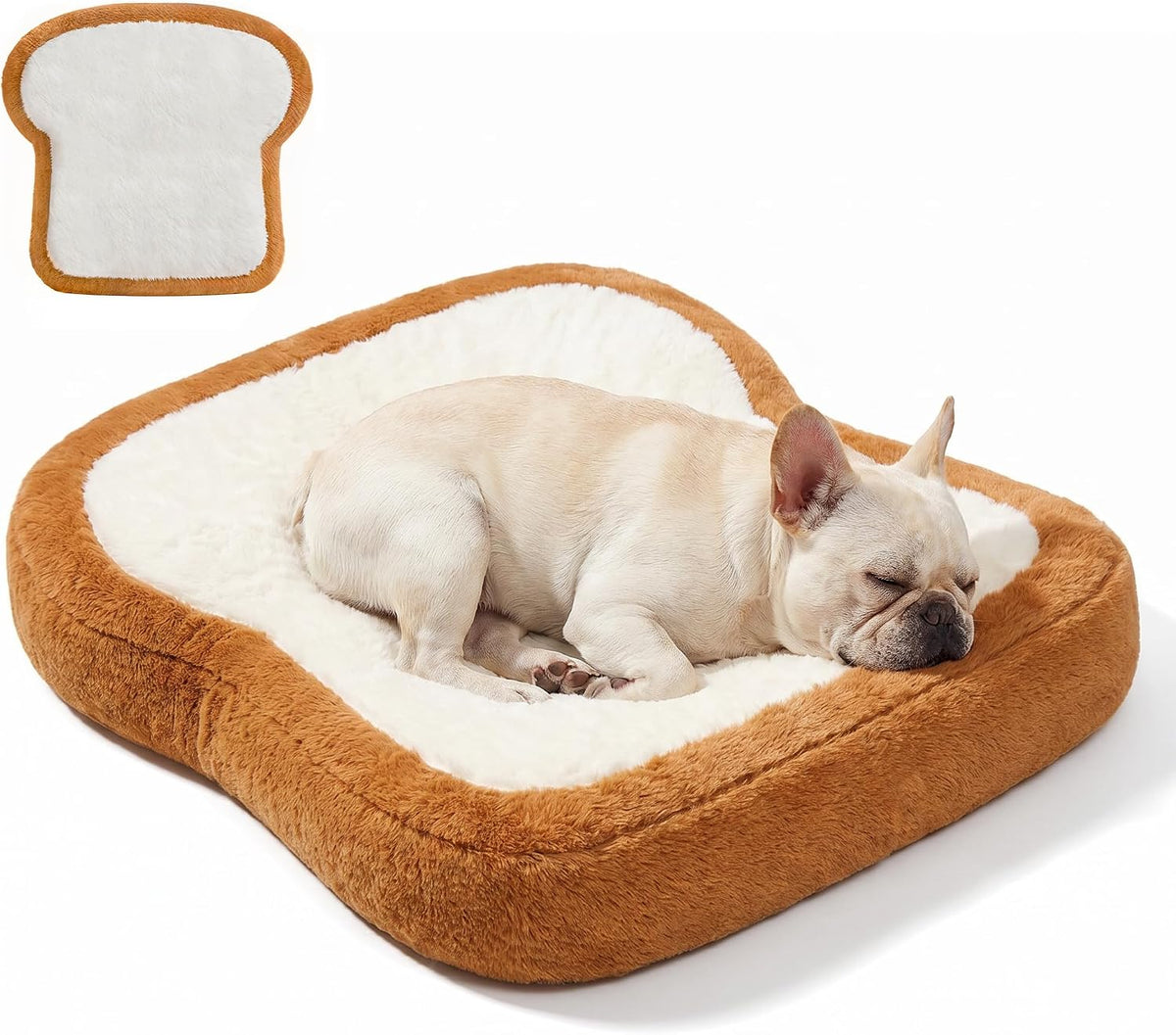 Dog Beds for Small Dogs, Toast Shaped Dog Bed Mats with Orthopedic Foam, Machine Washable Non-Slip Pet Bed, Plush Soft Small Puppy Bed for Indoor