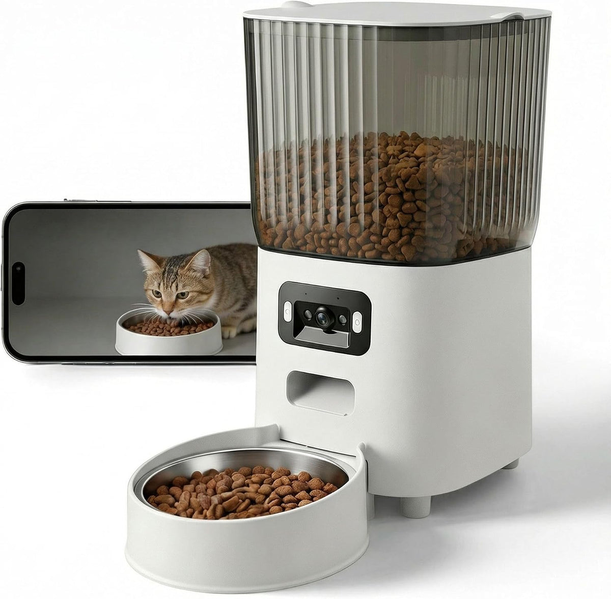 Automatic Cat Feeder with Wide-Angle Camera, 5L (Single-Bowl Pro)