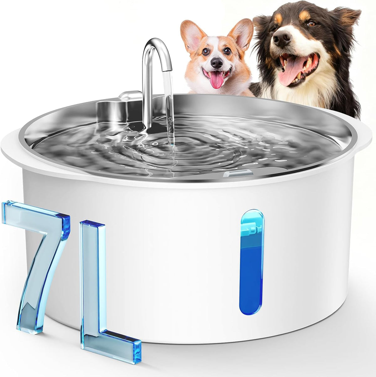 Pektaco Dog Water Fountain for Large Dogs, Stainless Steel Tray, 1 Filter
