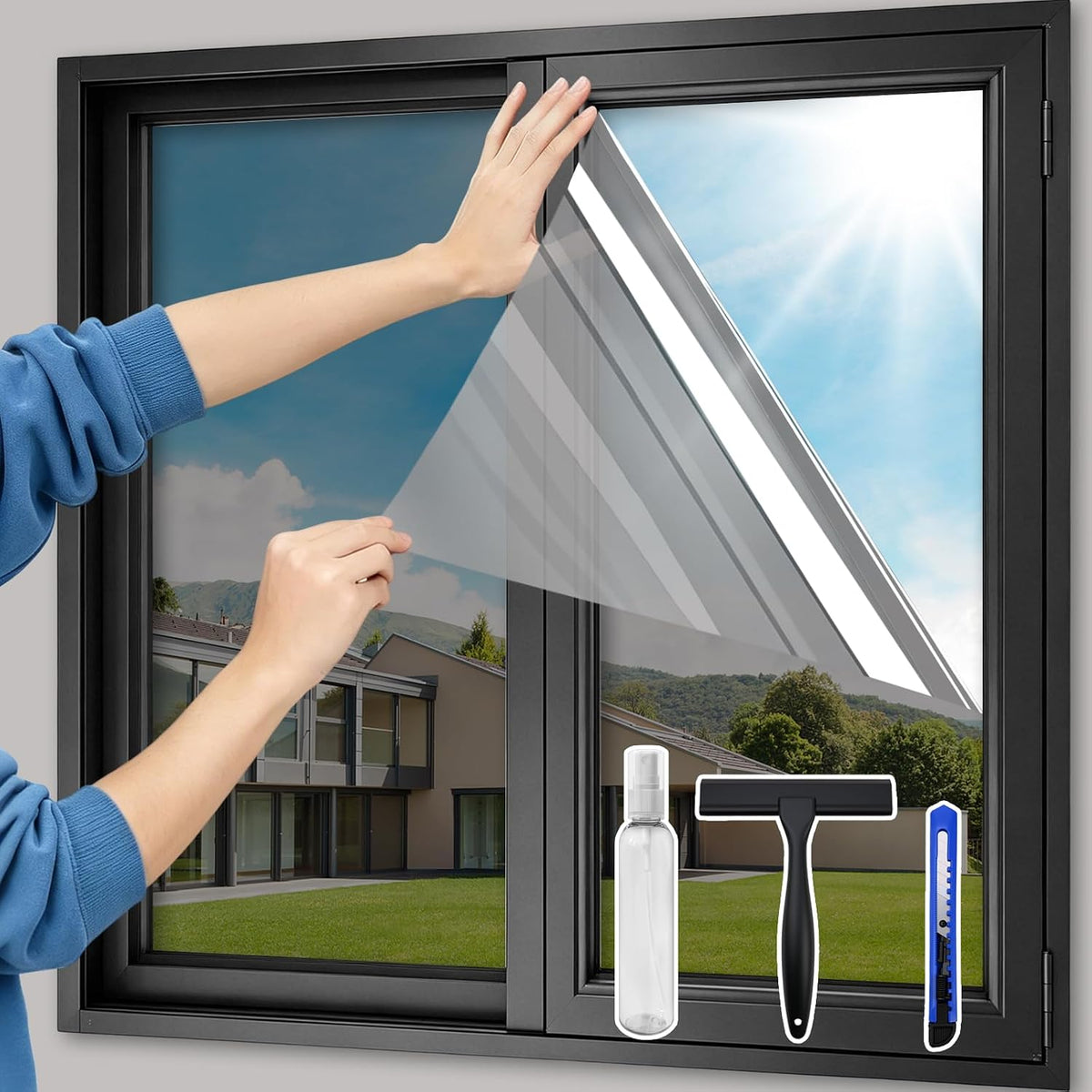 XIAWEI One Way Privacy Window Film Heat & UV Blocking, 17.5In×6.5Ft