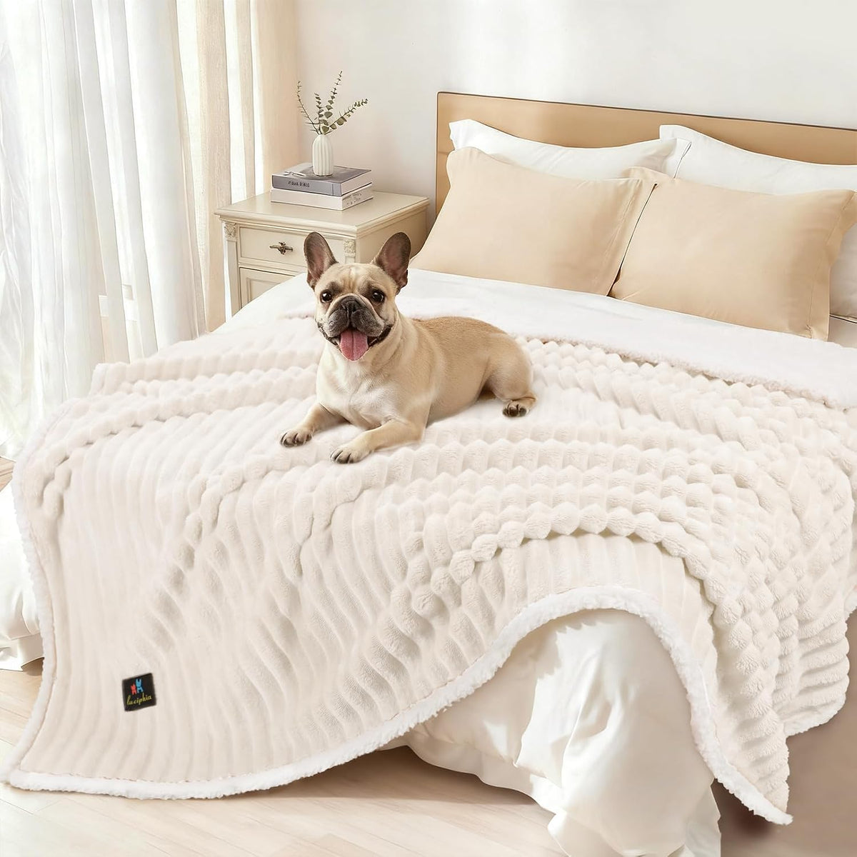 Luciphia Waterproof Dog Blanket, Washable Reversible Flannel Pet Throw