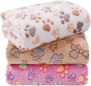 LINENLUX Dog Blankets 3-Pack, Super Soft Fluffy Fleece Pet Throw Warm