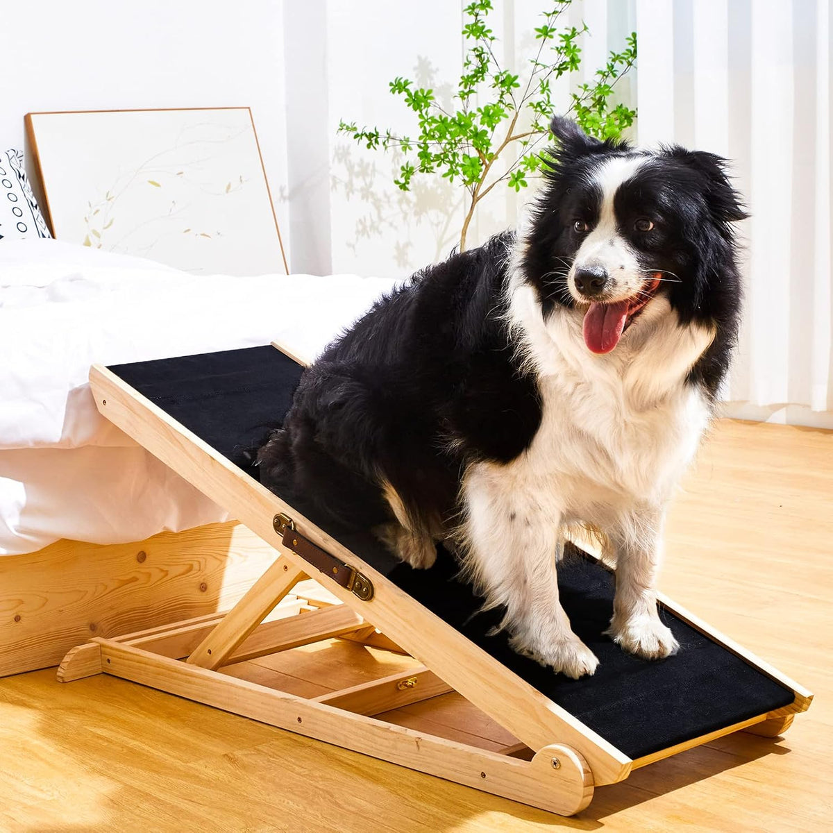 39" Foldable Dog Ramp 5-Level Adjustable Non-Slip for Bed Couch Car