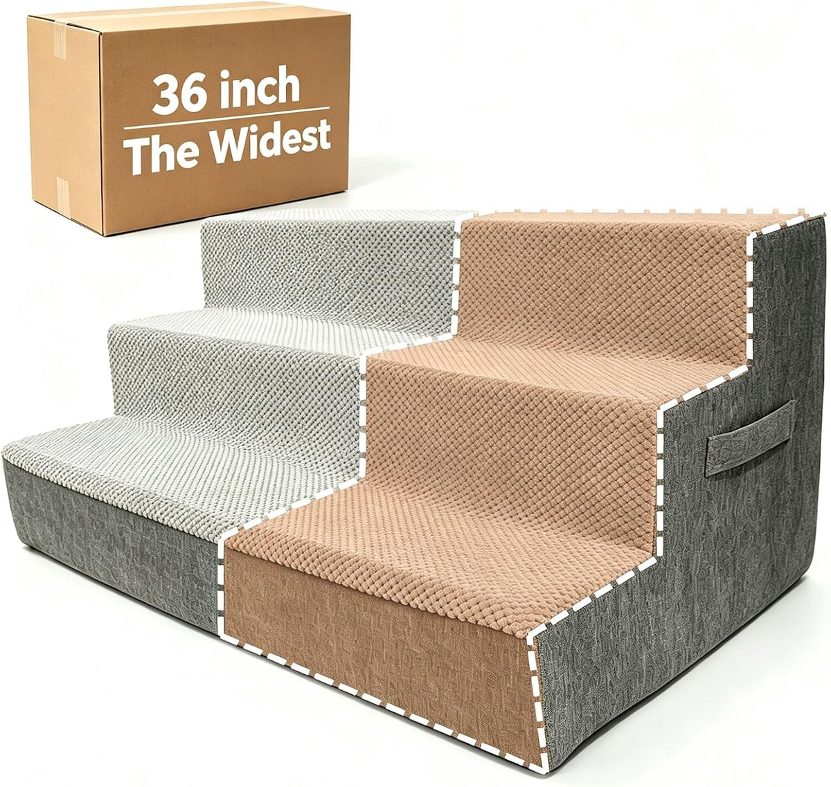36" Extra Wide Dog Stairs for Large Dogs,Dog Ramp for Couch,3-Step